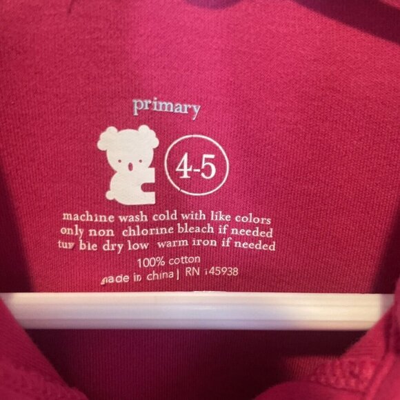 Primary.com Primary Girls 4 5 Dress Polo Pink Long Sleeve  Pockets - Picture 5 of 10